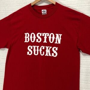 Boston Sucks Red‎ Delta Pro Weight Novelty Graphic T-Shirt Large